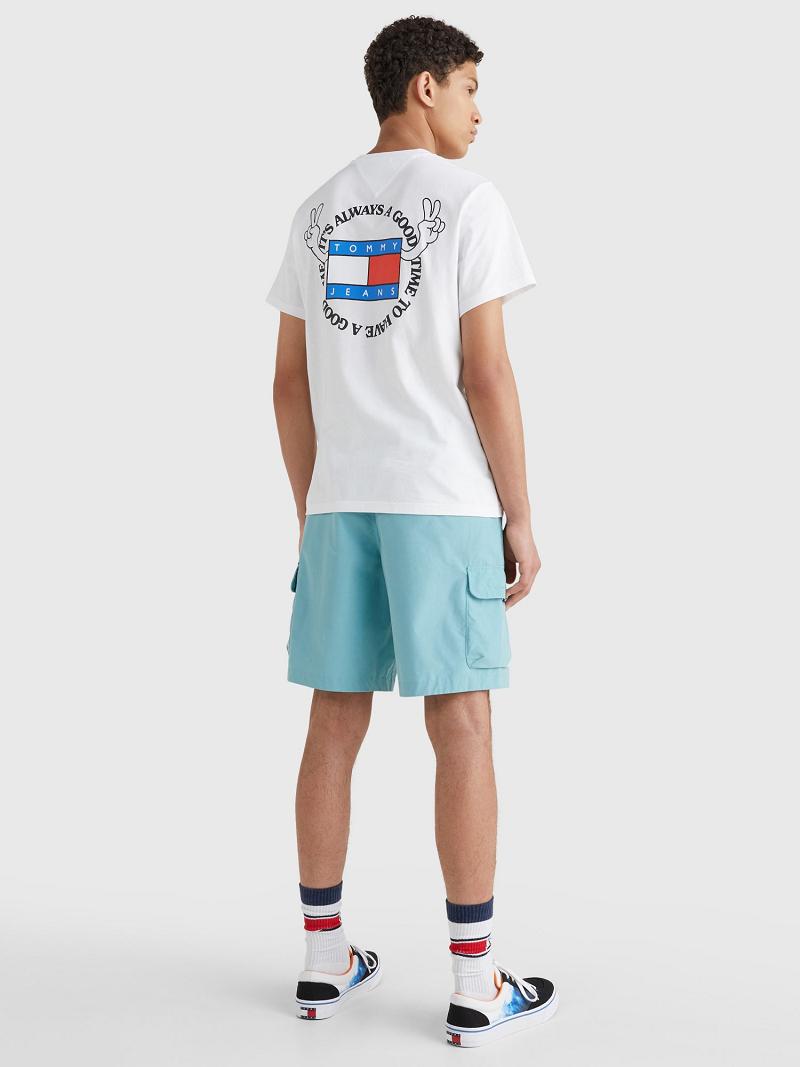 Férfi Tommy Hilfiger Peace logo Póló Fehér | HU 848VRW